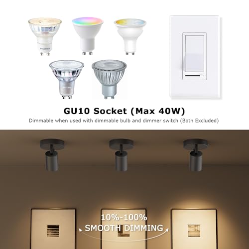 2-Pack Directional Flush Mount Spot Light Dimmable Ceiling Spotlight Indoor LED Spot Lights Adjustable Wall Spotlight Focus Light Accent Light Fixture for Living Room, Black, GU10 Bulb Not Included by Aoceley - Used condition - Image 4