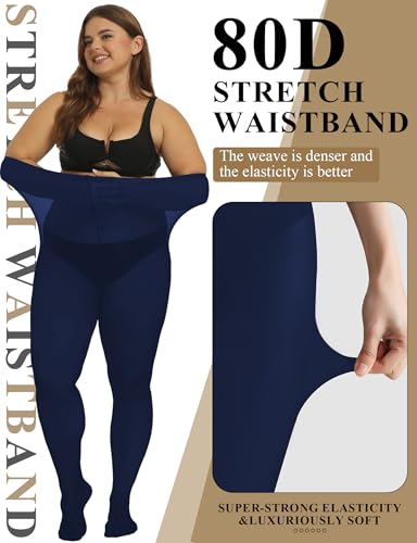 Image of Buauty Plus Size Tights for Women Ultra Soft Solid Color Semi-Opaque Pantyhose,
