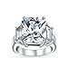 Produktbild Art Deco Stil .925 Sterling Silber 8CT AAA CZ Rechteck Smaragd geschnitten Cocktail Statement Verlobungsring für Frauen Zirkonia Baguette Seitensteine
