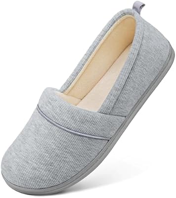 HomeTop Women's Comfy Loafer Slippers – Light Gray House Shoes Size 8 US