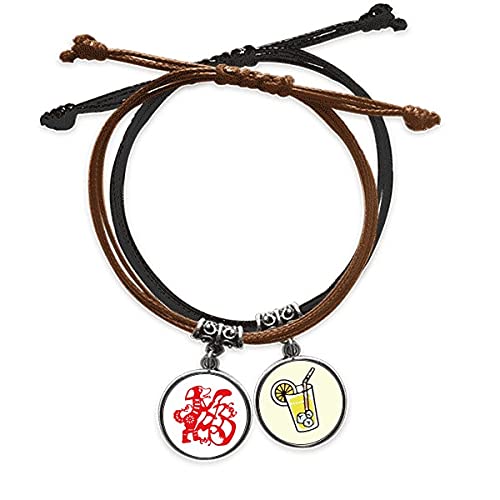Bracelet Corde Nouvel An Chinois avec Motif Chien en Papier Découpé et Cuir