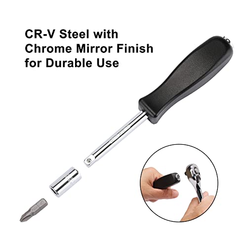 Mayouko 62 Pieces 1/4 Inch Drive Socket Set, Sae/Metric, 1/4" Dr. Socket Set With Ratchet And Adapters, 5/32-Inch - 9/16-Inch, 4Mm - 14 Mm #TOP6