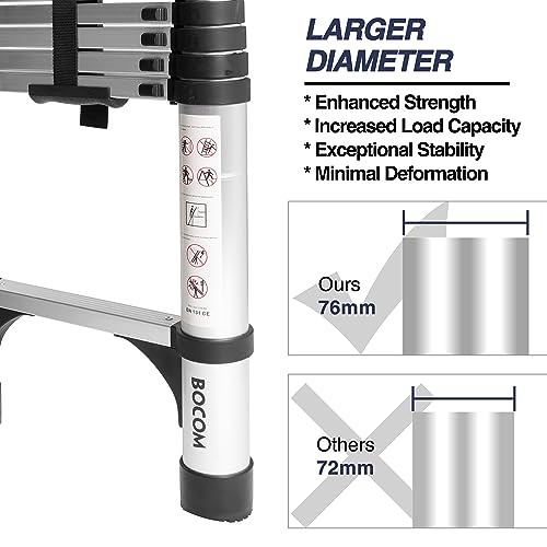 image for BOCOM 12.5 FT Aluminum Telescoping Ladder, Lightweight Multi-Purpose C