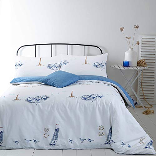 NIMSAY HOME Beachcomber Náutico 100% Algodón Funda Nórdica 260 x 240 cm y Fundas Almohada 63 x 63 cm Cover