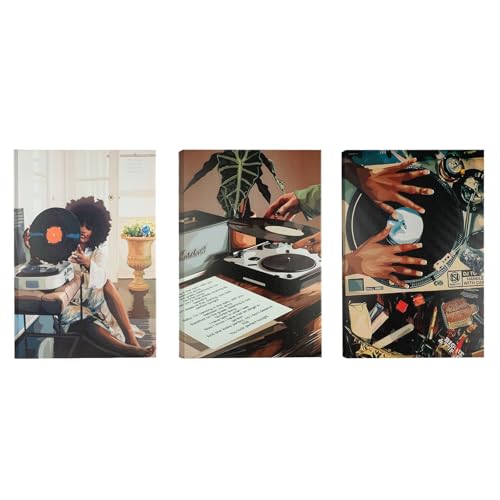 YunBey Set de 3 Œuvres d’Art Murales en Toile à Thème de Disques Vinyle, Décoration Idéale pour Salon, Chambre à Coucher et Amateurs de Musique,...