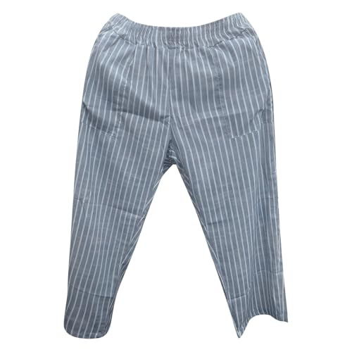 Striped Pants for Women High Waisted Straight Leg Trousers Casual Beach Outfits Lounge Linen Clothes with Pockets2