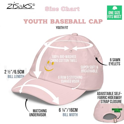 Youth Baseball Hat for Boys and Girls with Smiley Face: Strap Closure, 6 Eyelets for Great fit, Curved Visor to Keeps Sun Out2