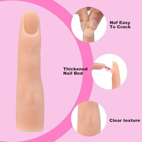 2 peças de dedos dobráveis de silicone para unhas de acrílico, manequim de dedo de treinamento de pr