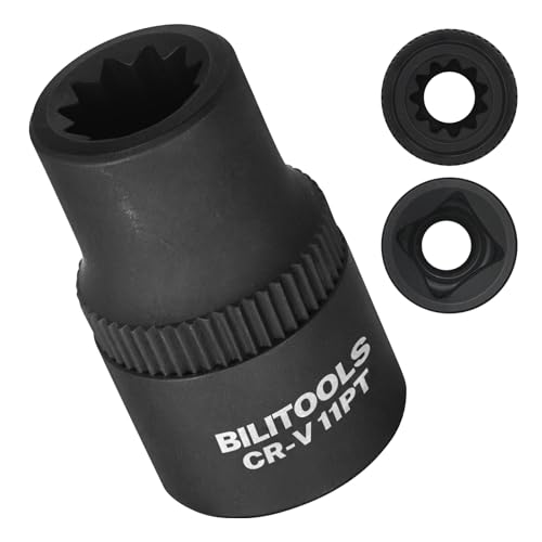 BILITOOLS 11 Point Truck Brake Caliper Socket, 3/8" Drive CR-V Steel Tool Compatible with Bendix ADB 22X, ADB 225, SN6, SN7, SK7 Air Disc Brake Calipers