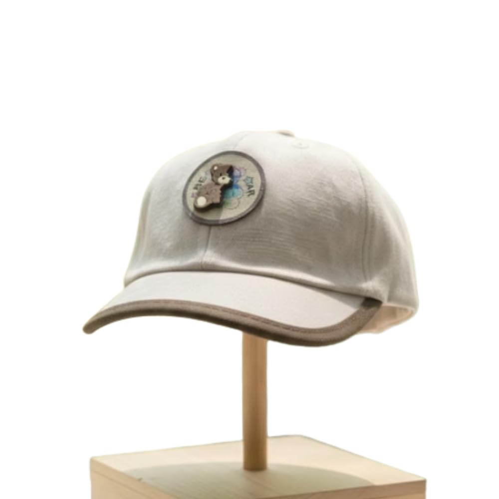 Kids Cotton Baseball Cap with Bear Patch, Brown with Beige Trim, Toddler Cap for 2-3 Years, Soft Breathable Fabric, Curved... - Review, Price and Buying Guide