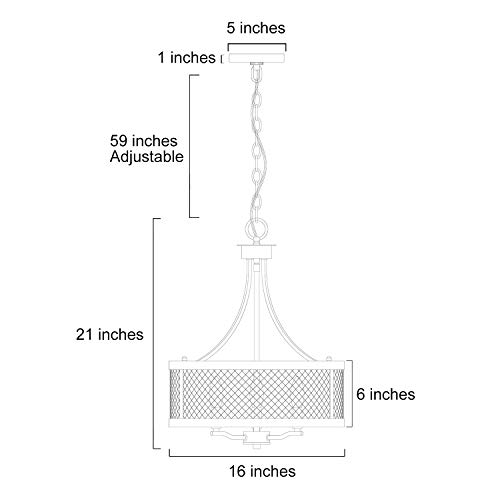 Laluz Farmhouse Chandelier, Dining Room Light Fixture, Drum Chandeliers, 16” Width, Oil Black & Wood Painted Finish #TOP4