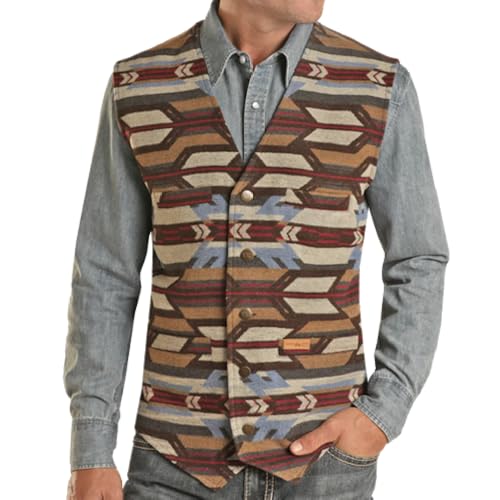 Brown Serape Wool Vest for Men by Powder River Outfitters