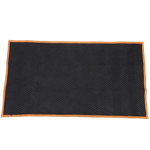 IWOWHERO Manta De Mudanza Gruesa Acolchada Resistente para Muebles, Funda Protectora Negra Borde Naranja, Multiusos para Transporte y Embalaje, Paquete 1 Unidad, Uso Profesional En Mudanzas