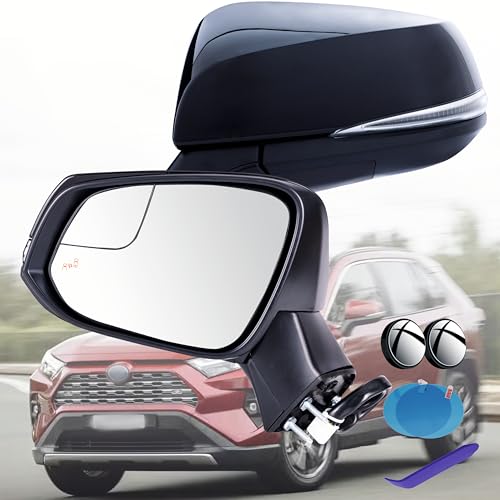 EAP Upgraded Driver Side Mirror Wide-View Angle Compatible with Toyota RAV4 2019–2025, Power Adjustment, With Heat, With Turn Signal, With Blind Spot, Attitude Black Metallic by EAP - Used condition - US$92.42