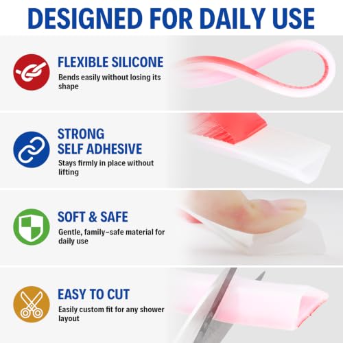 alophoty Shower Threshold Water Dam Barrier - 67" Collapsible Self-Adhesive Silicone Water Stopper for Walk-in Shower, Wet & Dry Separation for Bathroom & Kitchen, ADA Accessible, Clear by alophoty - Used condition - Image 6
