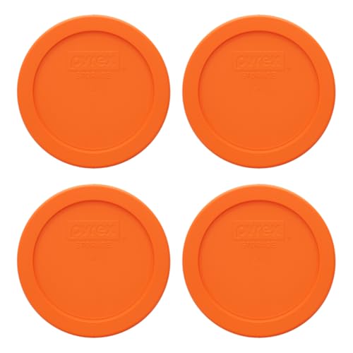 Pyrex 7200-PC 2 Cup Orange Food Storage Replacement Lid (4-Pack) - Made in USA