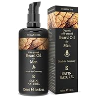 Satin Naturel BIO Bartöl kaltgepresst 100ml – Premium Beard Oil für Herren – Bartpflege mit männlichem Duft – Unterstützt Bartwachstum – Geschenkidee für Männer
