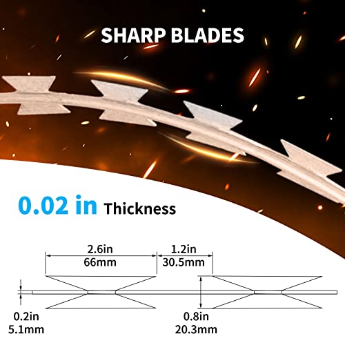 TMEE Razor Wires Razor Barbed Wire 98ft,2 Coils 49 ft Razor Wire Fencing Razor Fence Non-Rusting Razor Ribbon Barbed Wire Razor Wire Fence Rolls Razor Useful Protection for Garden