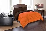 Elegant Comfort ® Goose Down Alternative Reversible 3pc Comforter Set- Available In A Few Sizes And Colors, Full/Queen, Orange/Chocolate