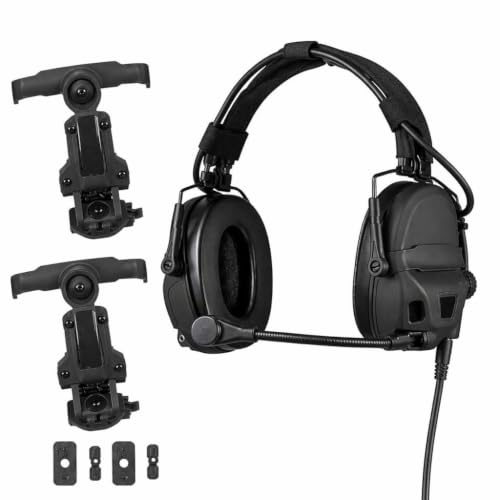 Słuchawki Taktyczne Zestaw Słuchawkowy Z Redukcją Szumów I Adapterem Podwójną Szyną Do Kasku Outdoor CS Movie Prop(BK)