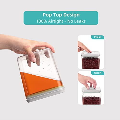 Pop Airtight Food Storage Containers With Lids For Kitchen Pantry Organizing Stackable Container For Cereal Snack Flour Sugar Coffee Spaghetti -12 Pcs(1.2, 2.0, 2.7, 3.3Qt)*3 #TOP2