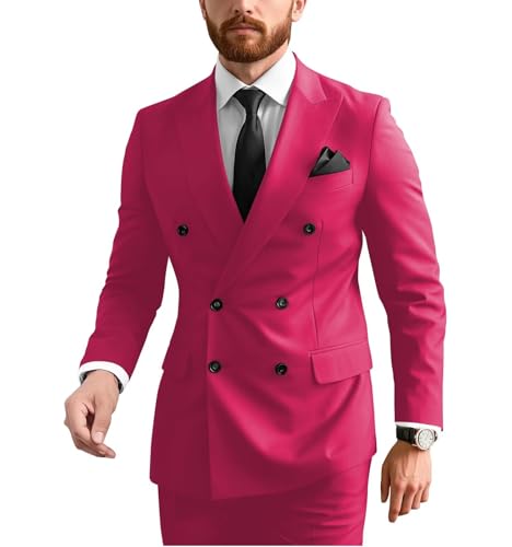 2 Piece Men Suits Solid Double Breasted Slim Fit Formal Suit for Man Business Wedding Prom Suit Set