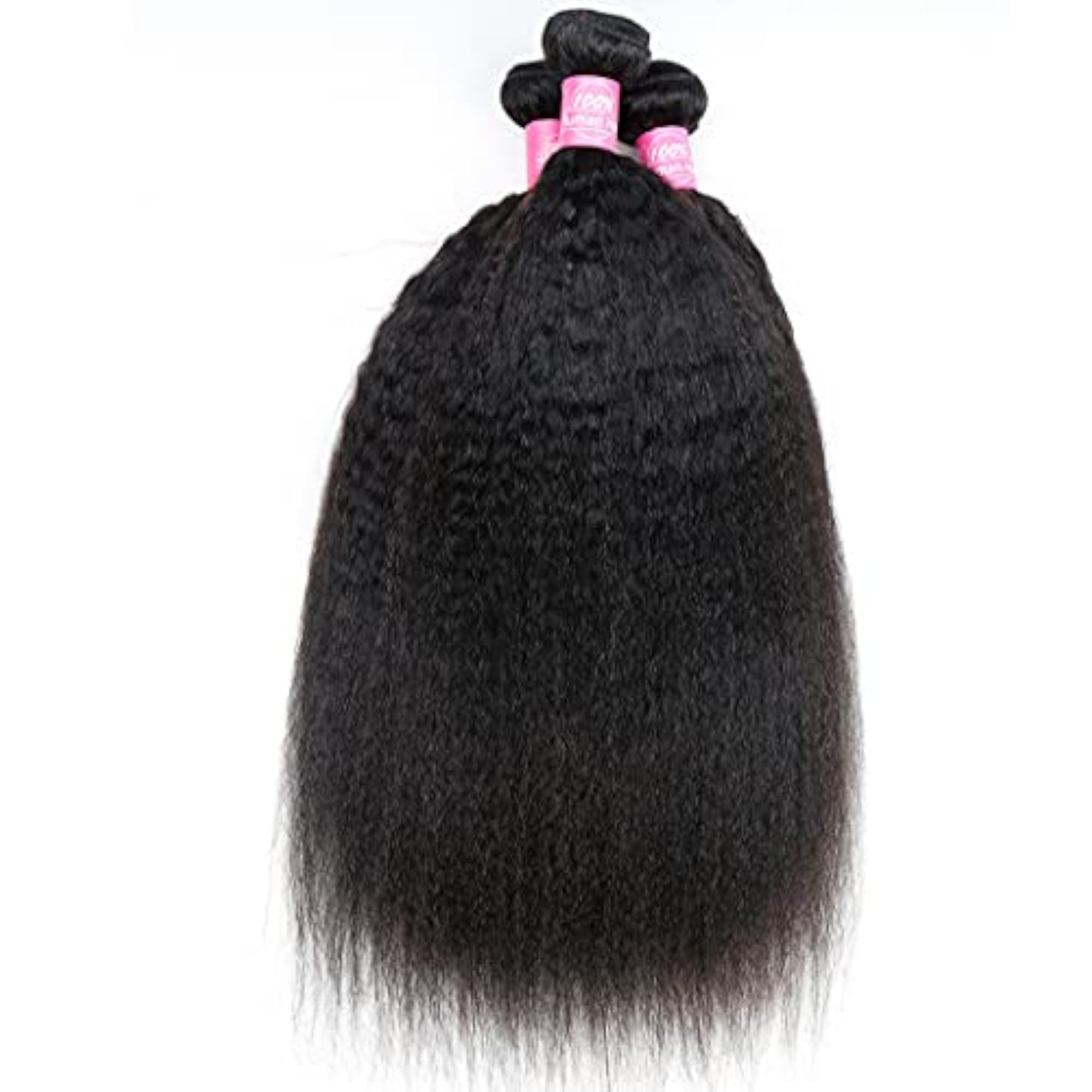 Kinky Straight Bundles with Closure, Brazilian Human Hair