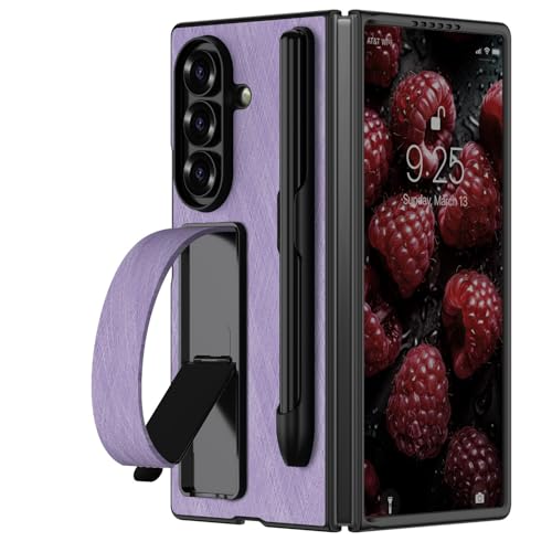Étui Samsung Galaxy Z Fold 6 violet avec S Pen et support flip stand pour un confort mains libres