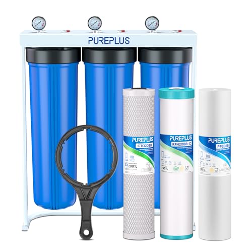 PUREPLUS 20-Inch 3-Stage Whole House Water Filter, Home Filtratio...
