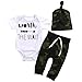 Cute 3pcs Newborn Baby Boys Letter Print Romper+Camouflage Pants+Hat Outfits Set (70(0-3M),White&Camouflage)