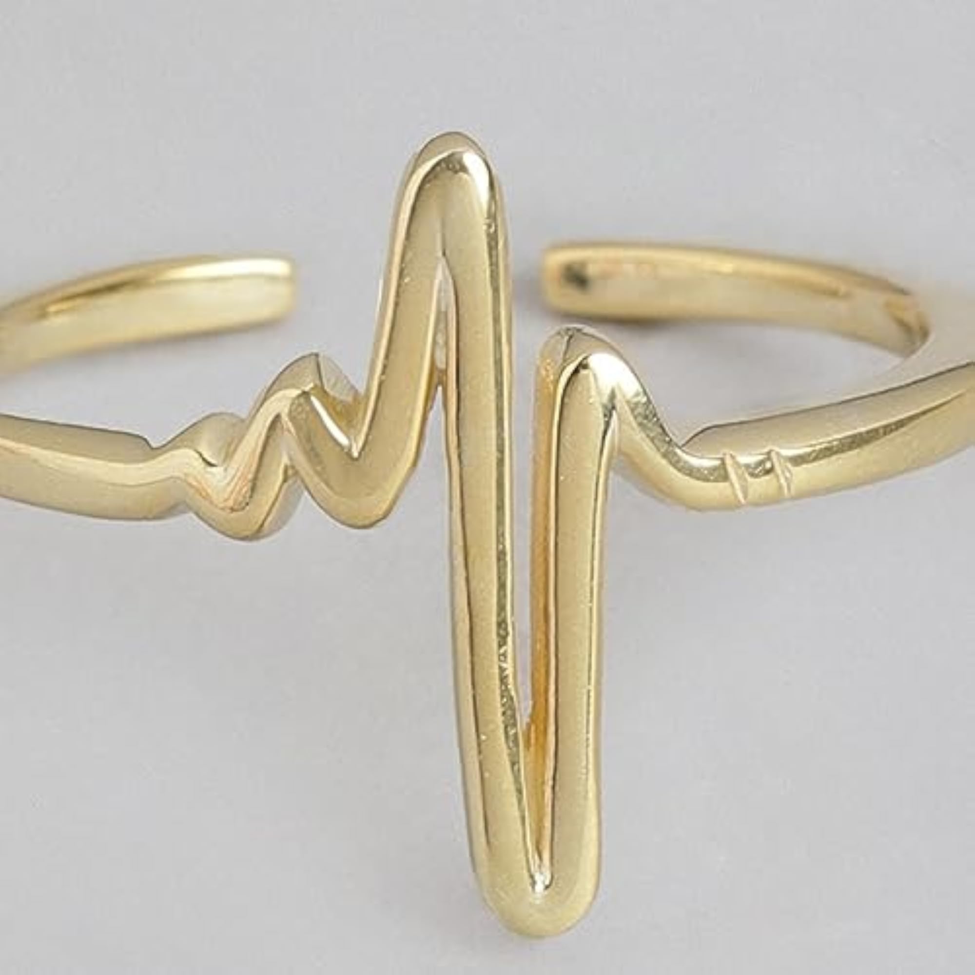 Women's 925 Sterling Silver Heartbeat Adjustable Ring