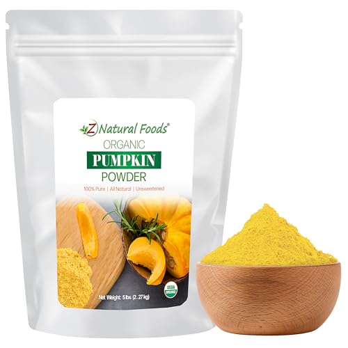 Z Natural Foods Organic Pumpkin Powder - Pure Powdered for Delicious Spice Latte, Baking, Smoothies, Juice, Puree - Dried Sweet Vegan Pumpkin Powder, Gluten Free, Kosher, 5 lbs
