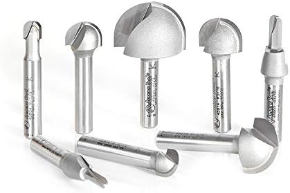 Amana Tool - (AMS-420) 8-PC Carbide Tipped Core Box Router Bit Collection, 1/4" Shank