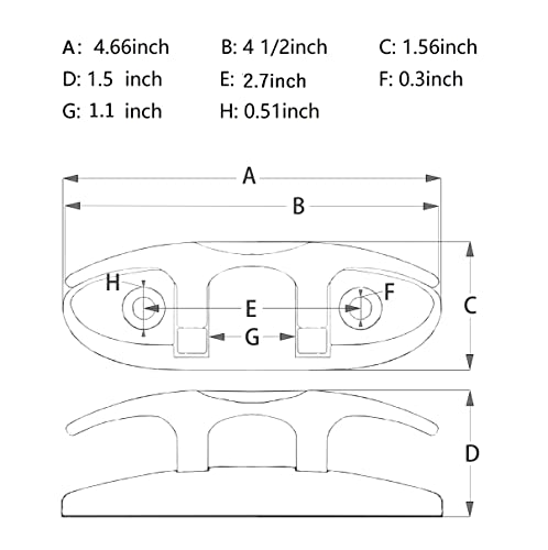 Image of Thorn Boat Folding Cleat,Flip Up Marine Stainless Steel 4-1 /2 inch Black Dock Cleat W /Fasteners (Black ，4-1 /2 inch， 2pcs)