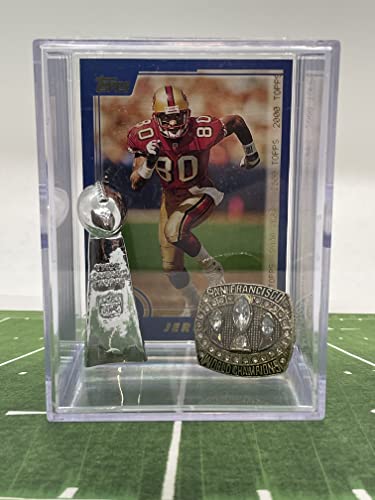 San Francisco 49ers Super Bowl XXIIII Replica Championship Ring mini Lombardi Trophy with Jerry Rice Card Shabowbox Set