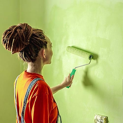 Orssmigs 200 mm Rollputz Malerset Farbroller Wandfarbe Spachtelwalze Lackwalzen Set Auftragswalze Malerrolle Bügel Putzwalze aus Polyester mit Bügel für Wandfarbe
