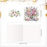 Tontut 6pcs Diamond Art Painting Greeting Card, Pretty Vase Beautiful Flowers 5D DIY Special Shape Diamond Painting Christmas Birthday Greeting Card Creative Gifts