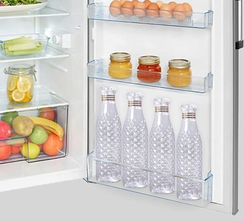 Image of Plastic Fridge Water Bottle - Crystal Diamond Cap Water Bottles for Kitchen, Home, Office, School, and Travel Set of (4)