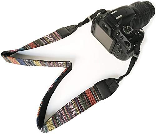 Bestele Camera Shoulder Neck Belt Strap, Soft Vintage Print Camera Straps for DSLR/SLR/Nikon/Canon/Sony/Lumix/Fujifilm/Rico/Samsung/Pentax/Olympus etc. (Black Neck Strap and Hand Grip)