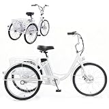 Triciclo elettrico da 24" per adulti, bici elettrica a 3 ruote con telaio a scavalco per il pendolarismo