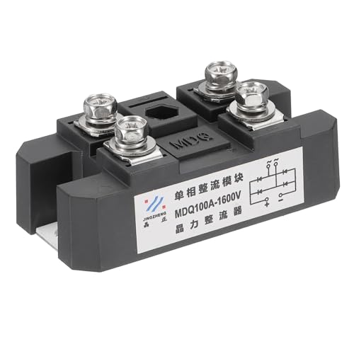 PATIKIL MDQ100A Rectifier Diode, 1 Pcs Aluminum base plate Bridge Rectifier 100A 1600V Electronic Silicon Diodes for Converting AC Power to DC Power, Black