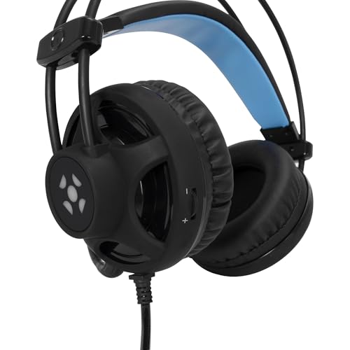 Fortrek H2 - Headset Gamer Pro Microfones e Fones de Ouvido, Preto (Leds Azul)