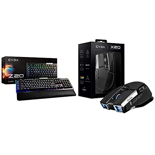 Evga Z20 Rgb Optical Mechanical Gaming Keyboard X20 Gaming Mouse, Wireless, Black, Customizable, 16,000 Dpi, 5 Profiles, 10 Buttons, Ergonomic 903-T1-20Bk-Kr #TOP5
