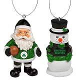 FOCO - NBA Officially Licensed 3.5" St. Nick Santa & Snowman 2 Pack Holiday Xmas Christmas Tree Team Hanging Ornament Set - Boston Celtics