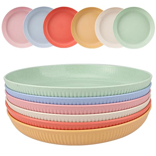 Piatti in Plastica 23 cm, Set da 6, Microonde/Lavastoviglie