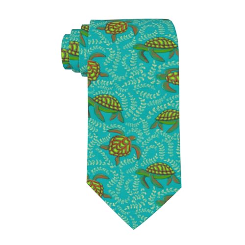 NiuKom Turtle Grass Men'S Neckties Tie Fashion Tie Print Novelty Neck Ties For Every Outfit
