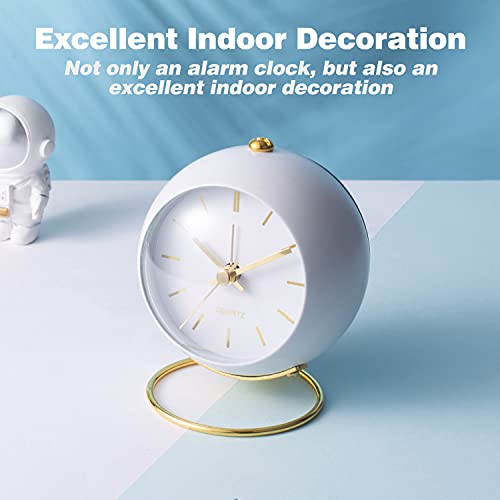 Ayrely® Battery Operated Desk Alarm Clocks With Light,Retro Silent No Ticking Analog Small Clock,Loud Table Clock For Bedside/Bedroom/Kitchen/Office/Travel/Kids/Room Decor Aesthetic Vintage(White) #TOP3