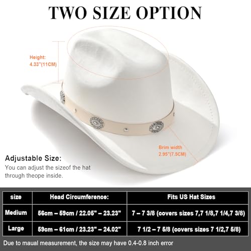 Image of Cowboy Hat for Men Women Suede Western Leather Cowgirl Hats Uniex Hat