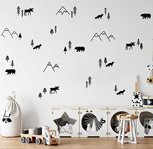 Vinilos Decorativos Montañas Animales Bosque Habitacion Niños