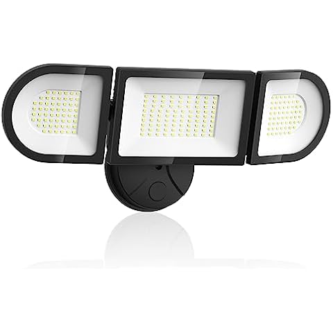 Olafus 130W Flood Lights Outdoor, 13000LM Super Bright LED Flood Light, IP65 Waterprooof Outdoor Flood Light Fixture, 3 Adjustable Heads, 6500K Exterior Security Lights for Yard, Garage, Black Cover